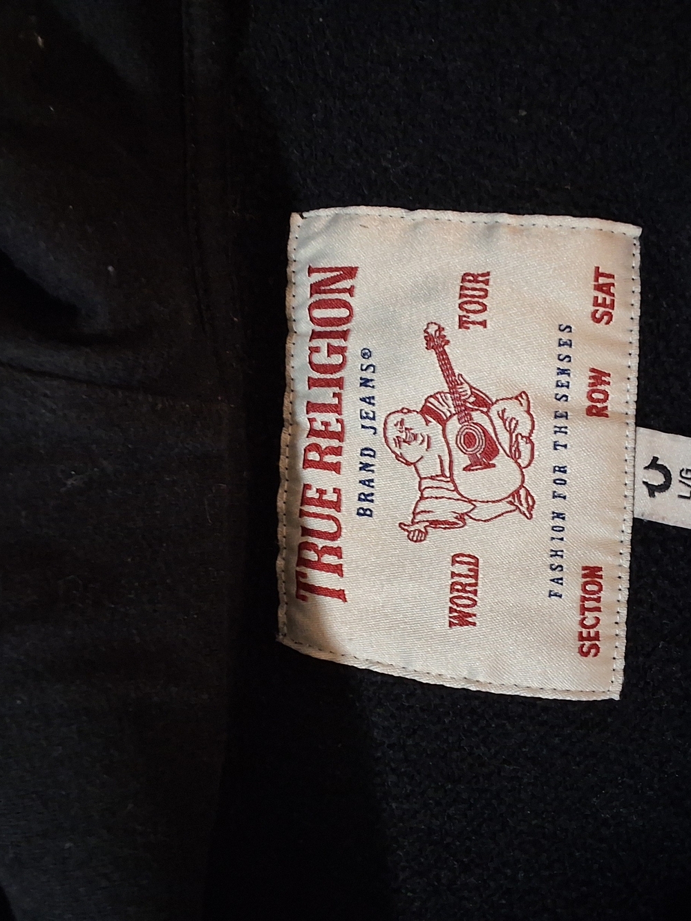 True Religion World Tour Zip Hoodie Black Red Contrast Stitch Logo Size Large - Picture 4 of 6